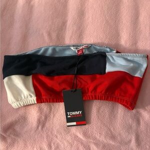 Tommy Hilfiger Red and White Bandeau Top
